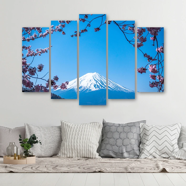 Leinwandbild 5 teilig, Berg Fuji 