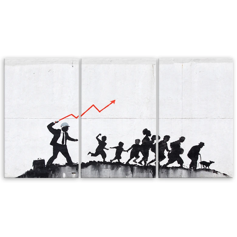 Leinwandbild 3-teilig, Wandmalerei Banksy Graffiti 