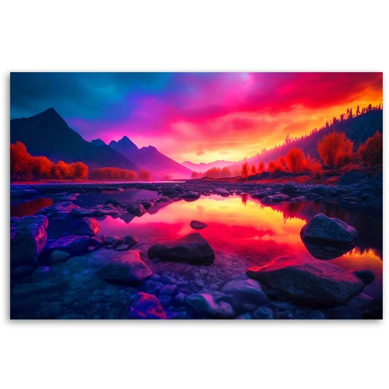 Leinwandbild, Bunter Himmel in den Bergen 