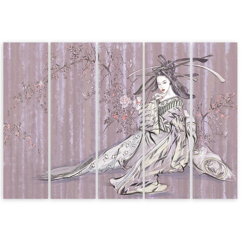 Leinwandbild 5 teilig, Traditioneller japanischer Geisha 