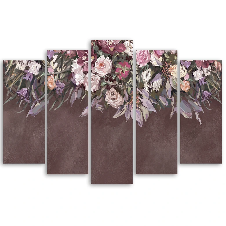 Leinwandbild 5 teilig, Blumen überwachsen 