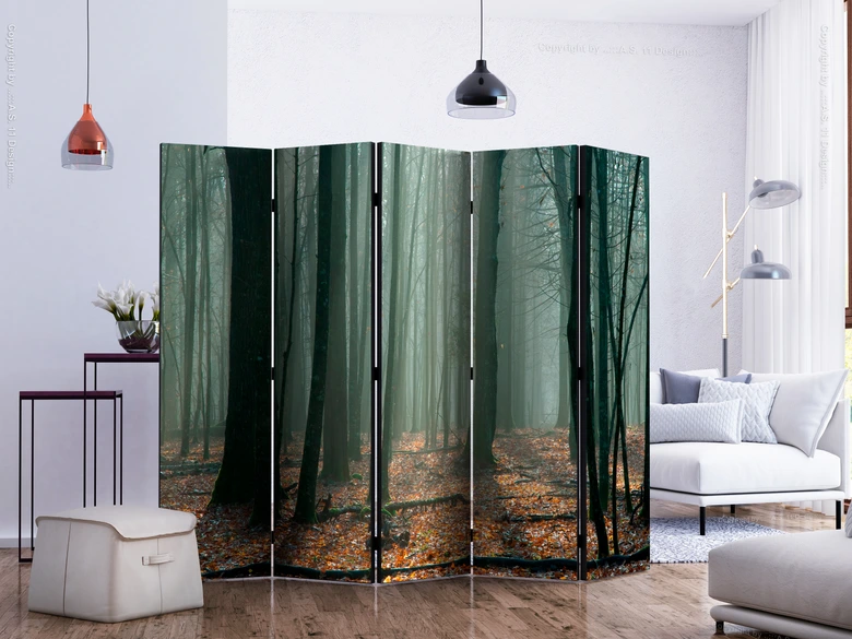 Paravent, Raumteiler freistehend, Trennwand - Witches' forest II, 5-teilig - einseitig bedruckt - 225x172 cm 