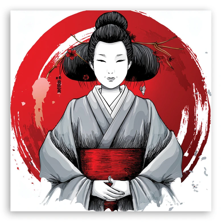 Leinwandbild Japanische Geisha Ukiyo-E 