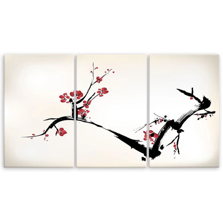 Leinwandbild 3-teilig, Kirschblüte Japan Natur 
