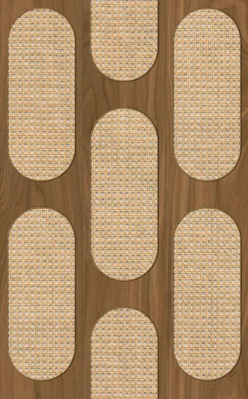 Non-woven tapet i brun beige trälook textur trä geometrisk  