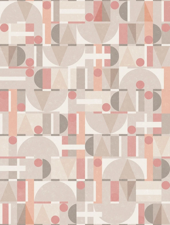 Vliestapete in Grau Beige Rot Moderne Formen Grafisch Geometrisch  
