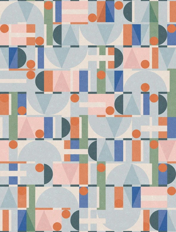 Vliestapete in Grün Blau Orange Moderne Formen Grafisch Geometrisch  