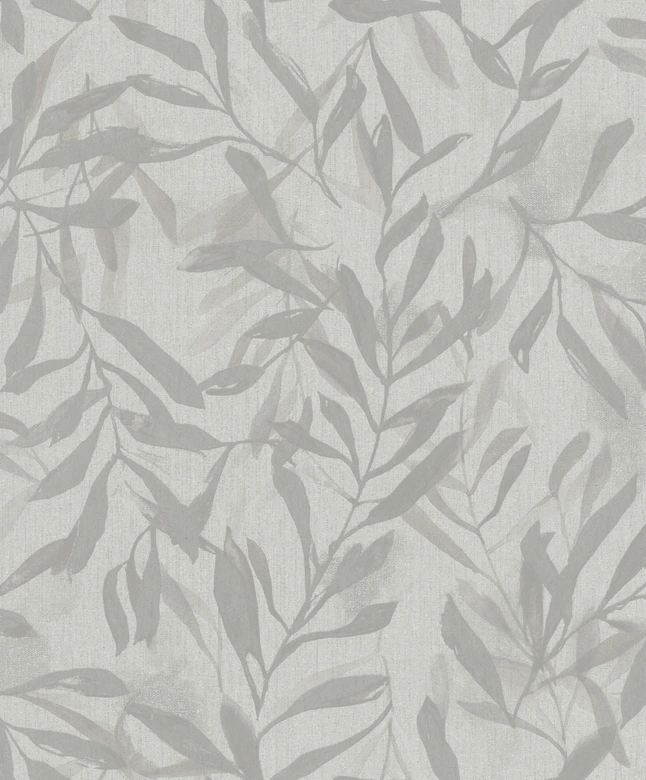 Vliestapete in Beige Grau Blätter Blattoptik Vintage Floral Natur  
