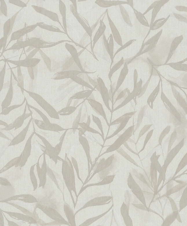 Vliestapete in Beige Blätter Blattoptik Vintage Floral Natur  