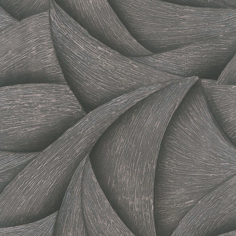 Vliestapete in Schwarz, Bronze 3D-Optik Wellen Grafisch Modern 