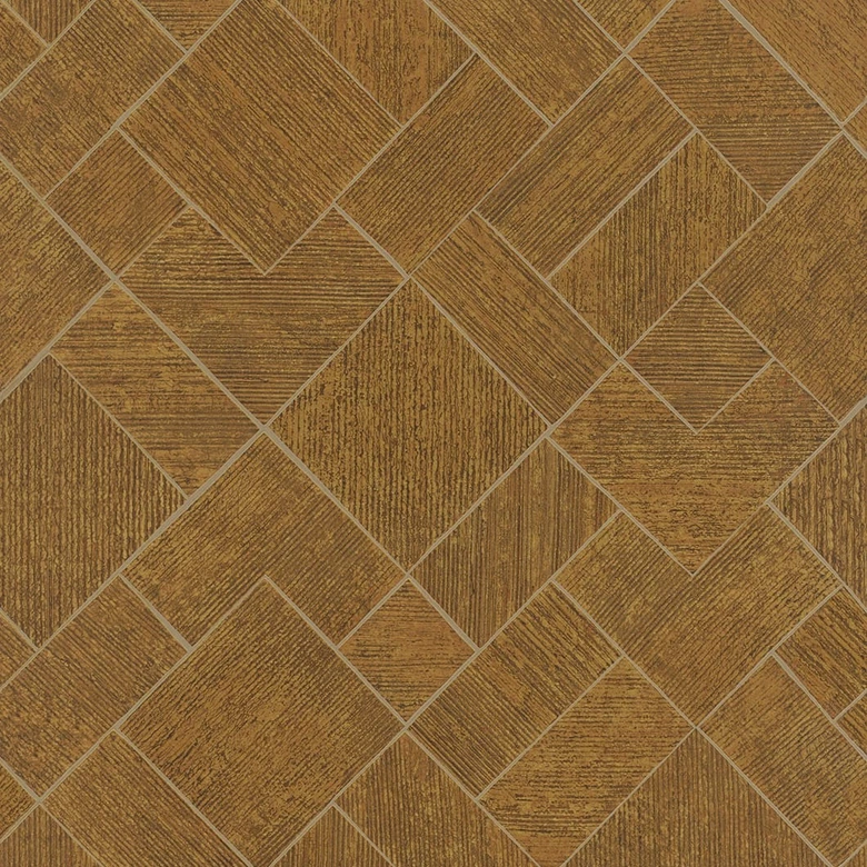 Vliesbehang in goud geblokt, grafisch geometrisch ruitpatroon 
