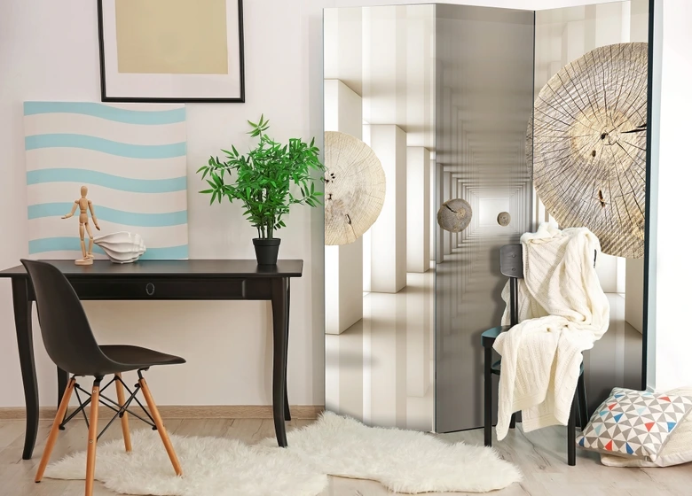 Paravent Séparation de pièce - Forêt futuriste, 3 pièces 