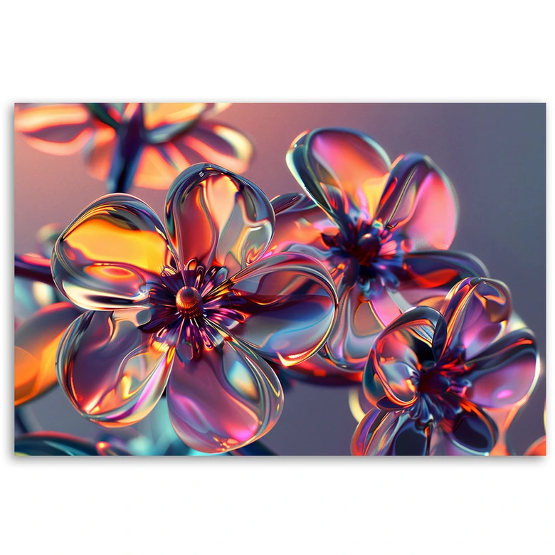 Leinwandbild, Glasblumen in Pastellfarben 