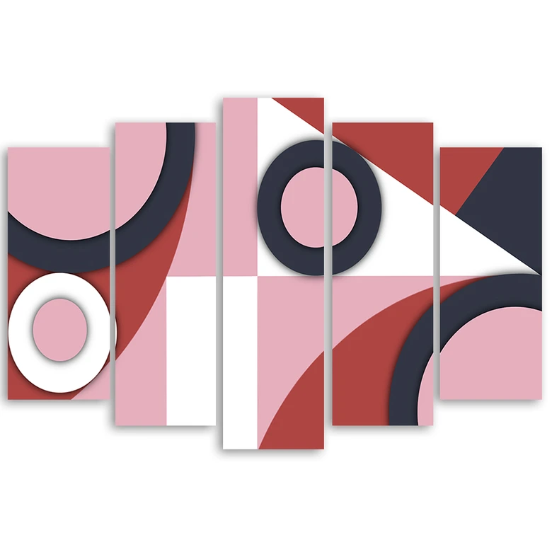 Leinwandbild 5 teilig, Geometrische Abstraktionsformen 