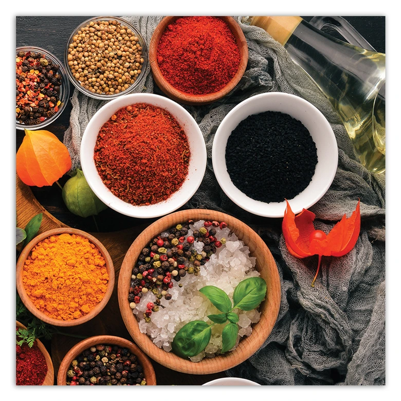 Leinwandbild, Aromatische Gewürze für die Küche 