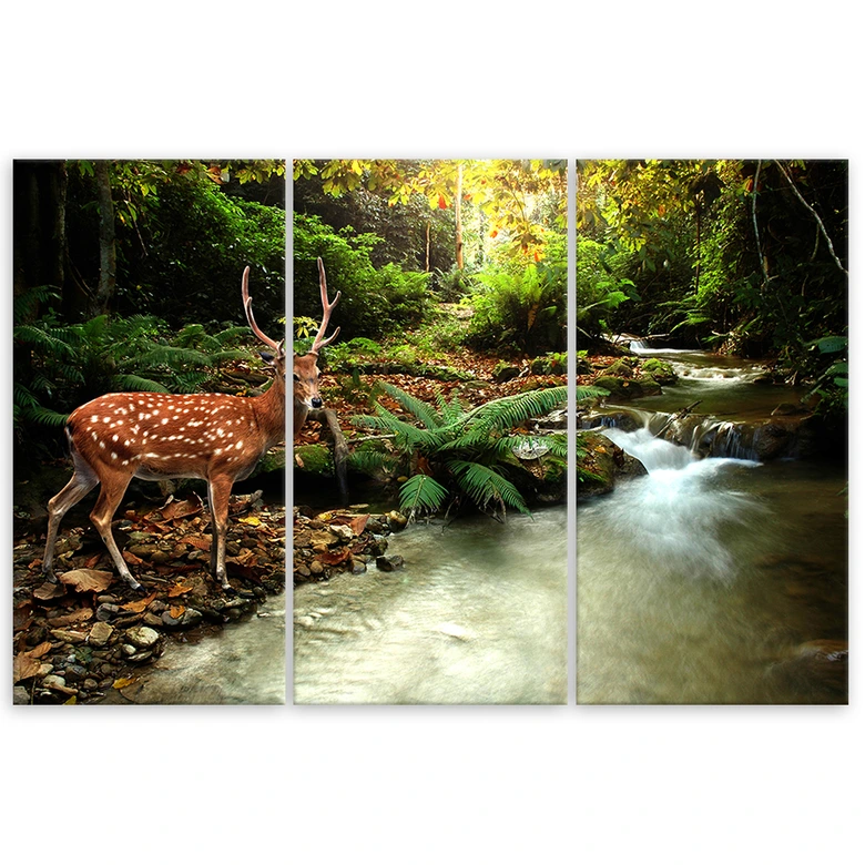 Leinwandbild 3-teilig, Deer Creek Wald 