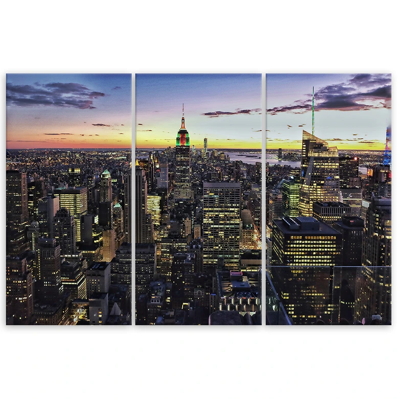 Leinwandbild 3-teilig, New York Stadt Nacht 