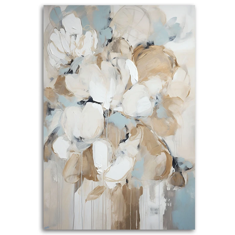 Leinwandbild Beige gemalte Blumen 