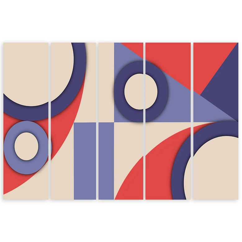 Leinwandbild 5 teilig, Geometrische Abstraktionsformen 