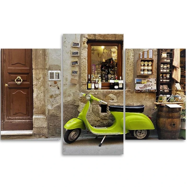 Leinwandbild 3-teilig, Vespa Toskana Italien 