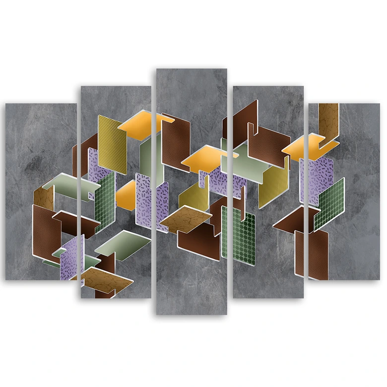 Canvas print 5 delen, 3D puzzel 