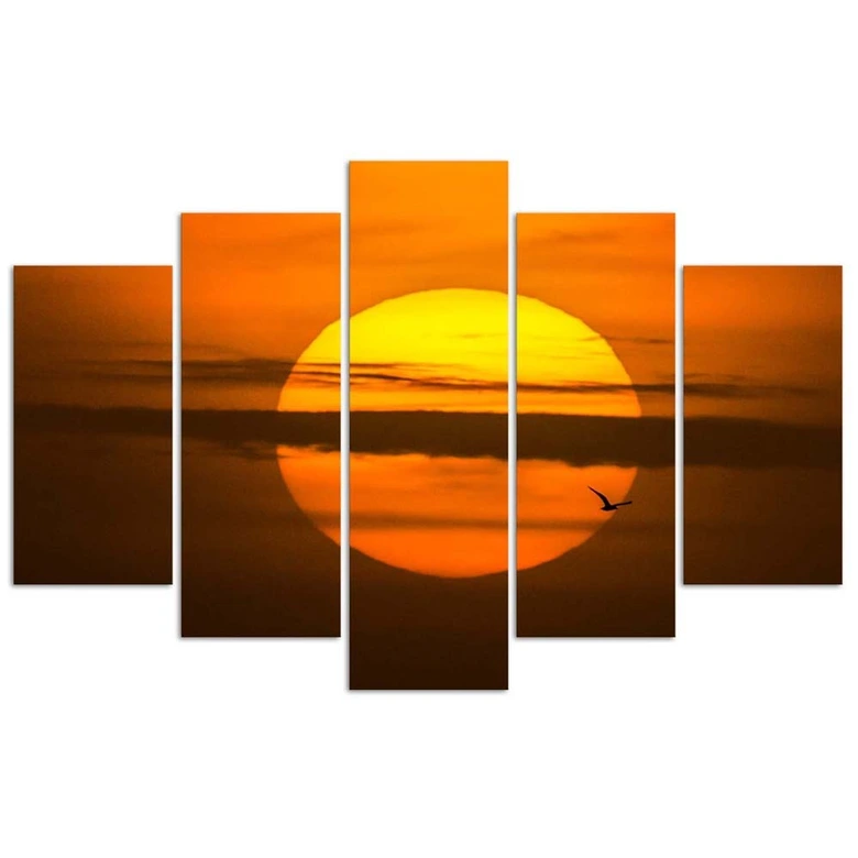 Lærredstryk 5 styk, Sunset 