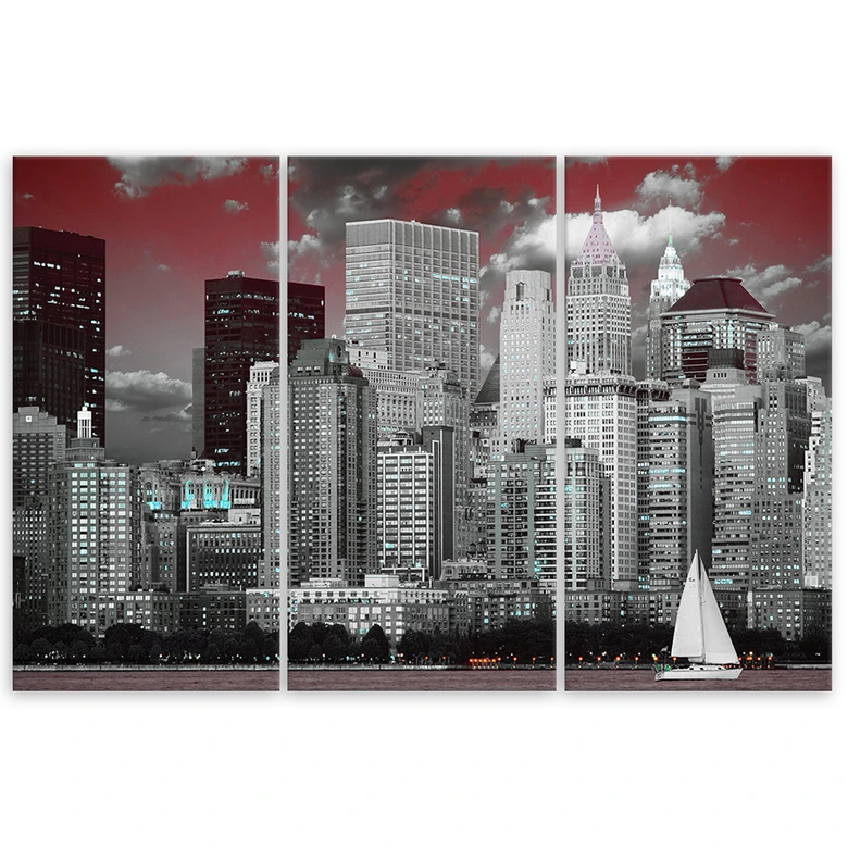 Leinwandbild 3-teilig, New York Skyline Wolkenkratzer 