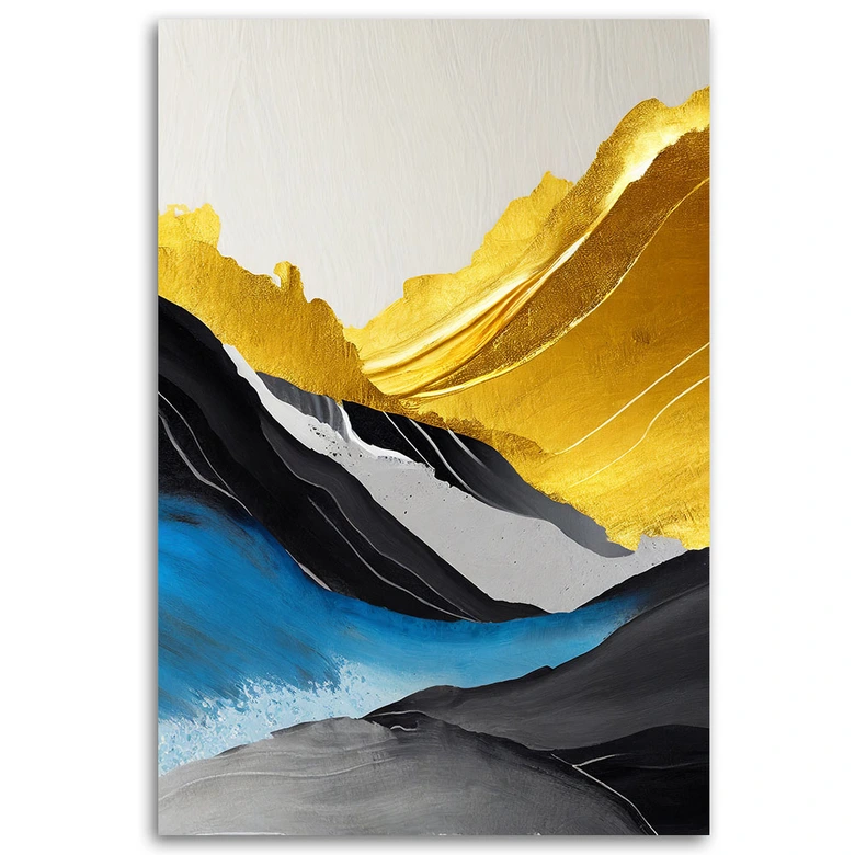 Leinwandbild Abstrakte Acryl Berge gold 