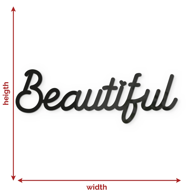 3D-bokstäver Beautiful - väggdekoration av akrylglas 