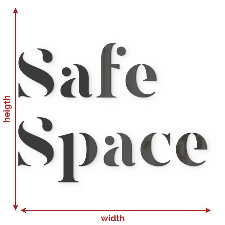 letra 3D Safe Space - decoración mural de cristal acrílico 
