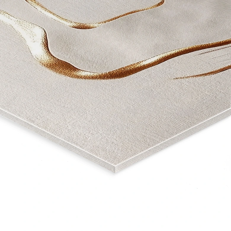 Acrylglasbild Abstrakte Line Art in Gold und Beige - Alma 