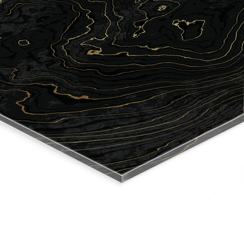 Acrylglasbild Abstrakte Linien Schwarz-gold - Amini 