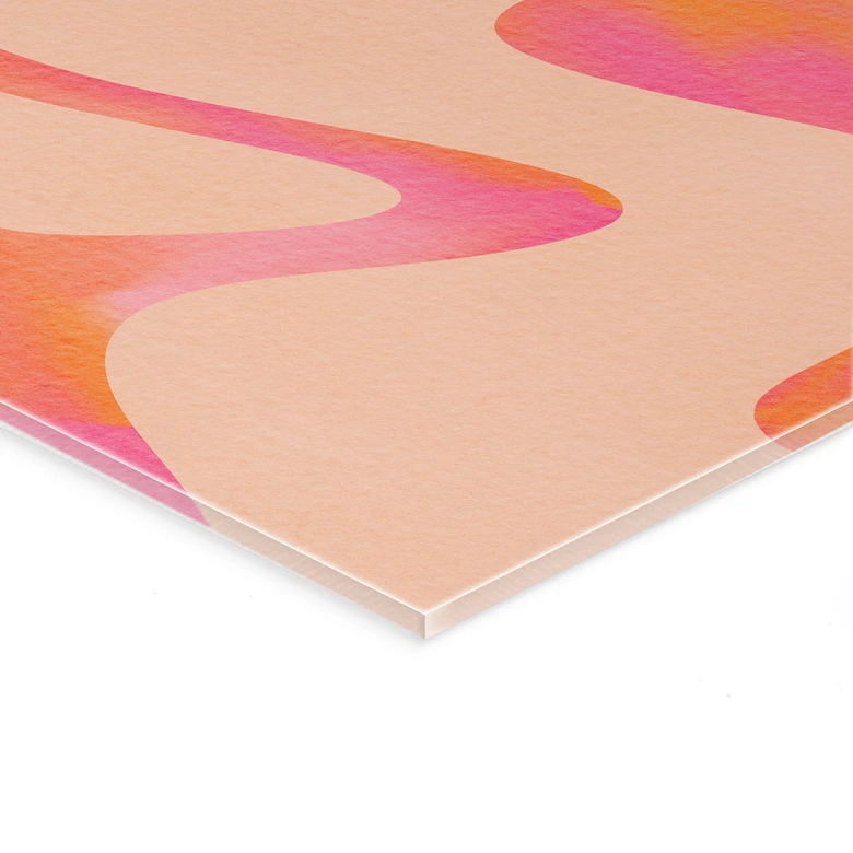 Acrylglasbild Abstrakte Wellen in Orange-pink - Bloom 