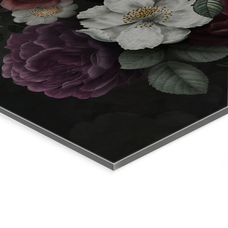 Tableau en verre acrylique Fleurs Nature morte style Redouté - Bloomery Decor 