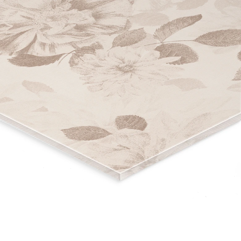 Tableau en verre acrylique Dahlias Shabby Chic Beige - Bloomery Decor 