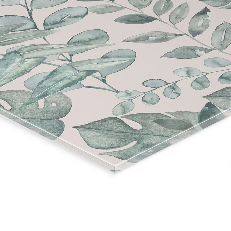 Tableau en verre acrylique Feuilles de jungle aquarelle crème - Bloomery Decor 