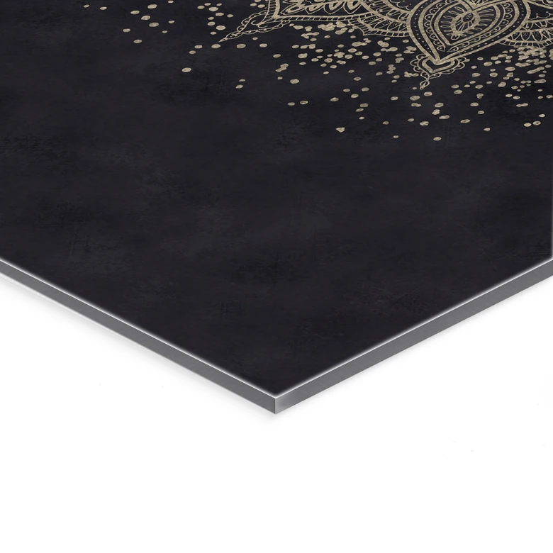 Acrylglasbild Elegantes Mandala in Schwarz-Gold - Bloomery Decor 