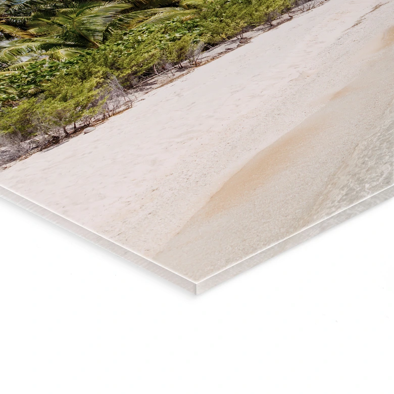 Tableau en verre acrylique Plage de palmiers dans les mers du Sud - Colombo 