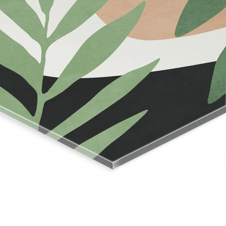Tableau en verre acrylique Branches abstraites au look tropical - Costa 