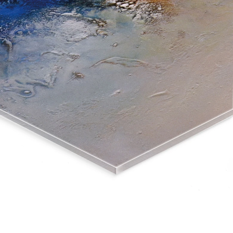 Acrylglasbild Blau-goldene Interaktion - Fedrau 