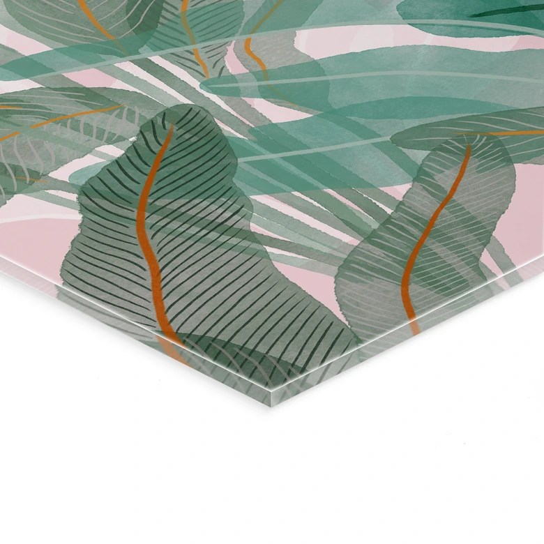Acrylglas Botanische illustratie in groen en roze - Goed Blauw 