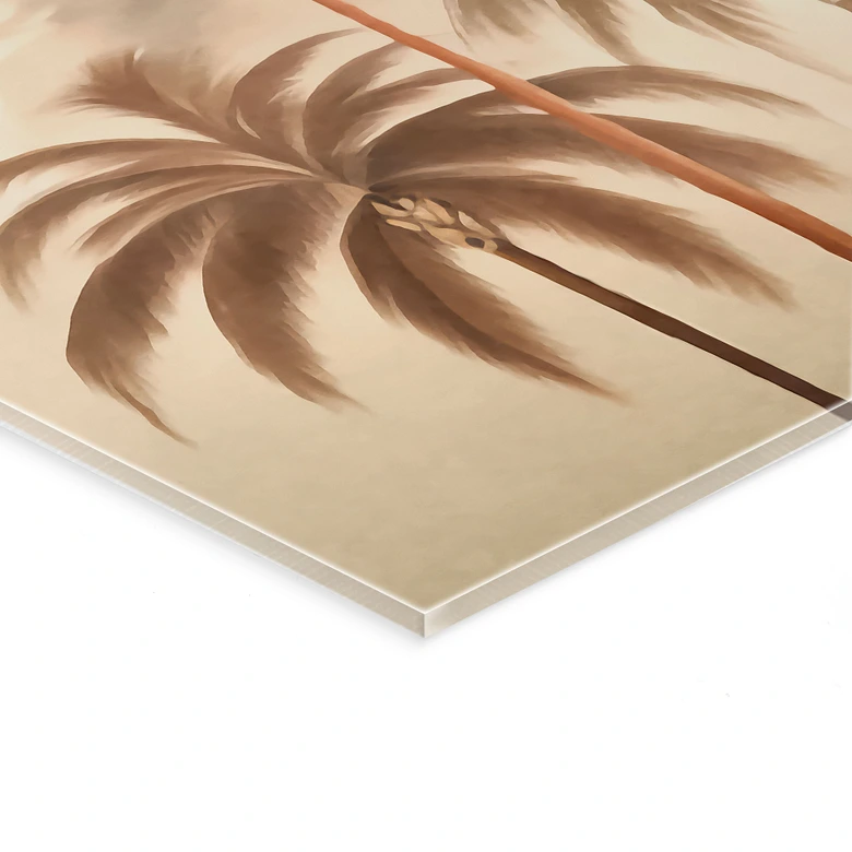 Tableau sur verre acrylique Paysage tropical avec palmiers - Haase 