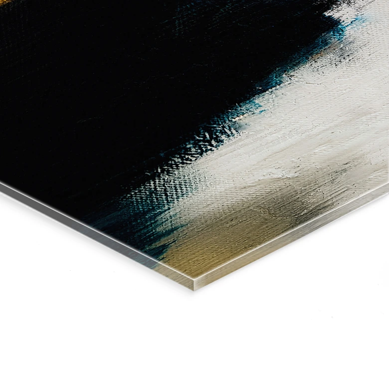 Acrylglasbild Pinselstriche Gold und Schwarz - Haniff 
