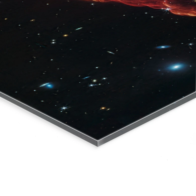 Acrylglasbild James Webb Telescope - Kosmischer Wirbelsturm Herbig Haro 49/50 