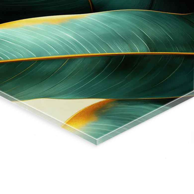 Tableau en verre acrylique Feuilles de bananier exotiques - Jaszke 