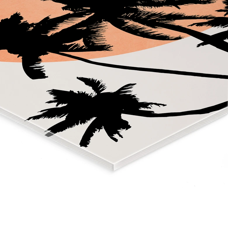 Akrylbillede Palmer foran den orange sol - Kubistika 