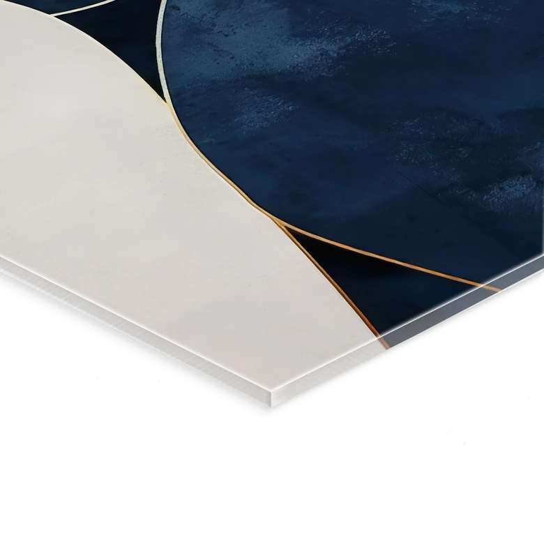 Acrylglasbild Geometrische Balance in Blau und Weiß - Paksoylu 