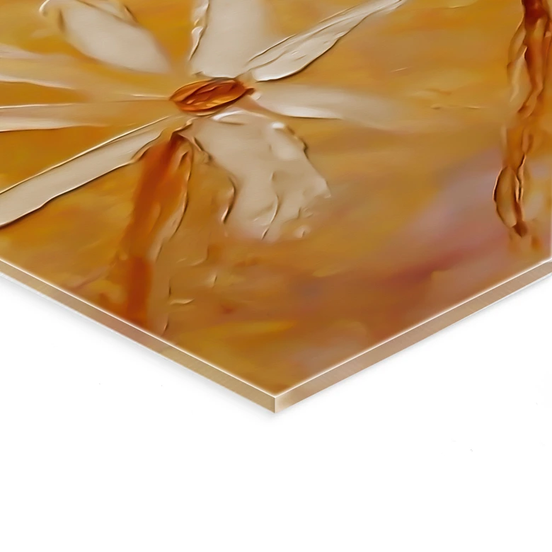 Acrylglasbild Goldener Blütenrausch | Florale Wandkunst - Pomata 