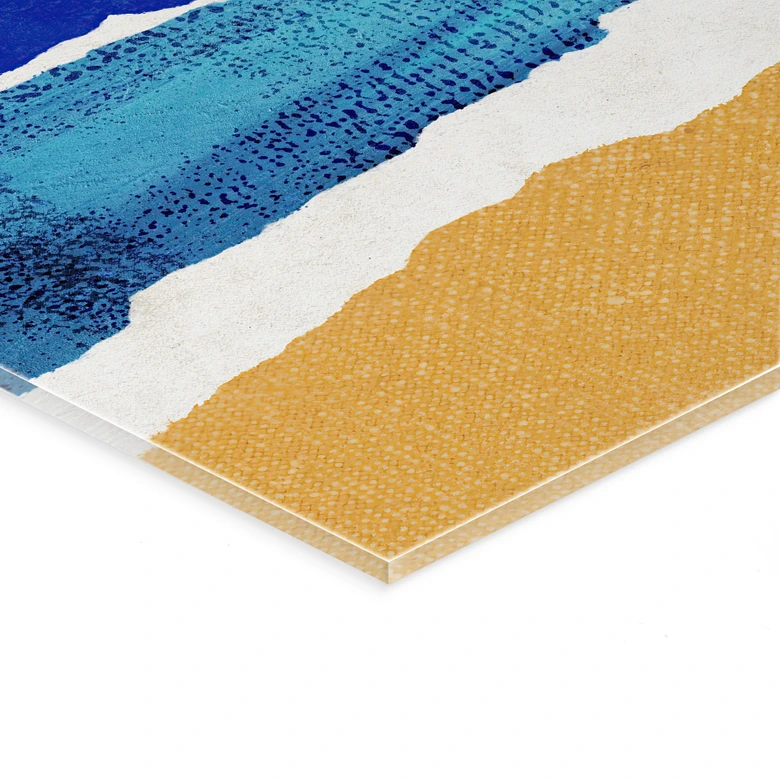 Acrylglasbild Ruhiger Strand bei Sonnenuntergang - Rivers 