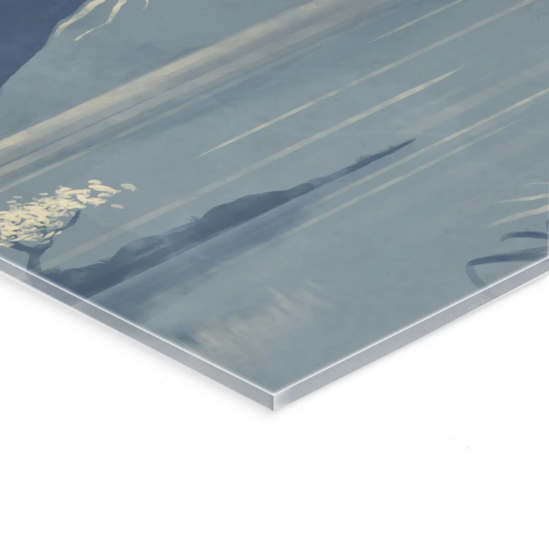 Acrylglasbild Vollmond über dem Gipfel des Fuji-san - Roze 